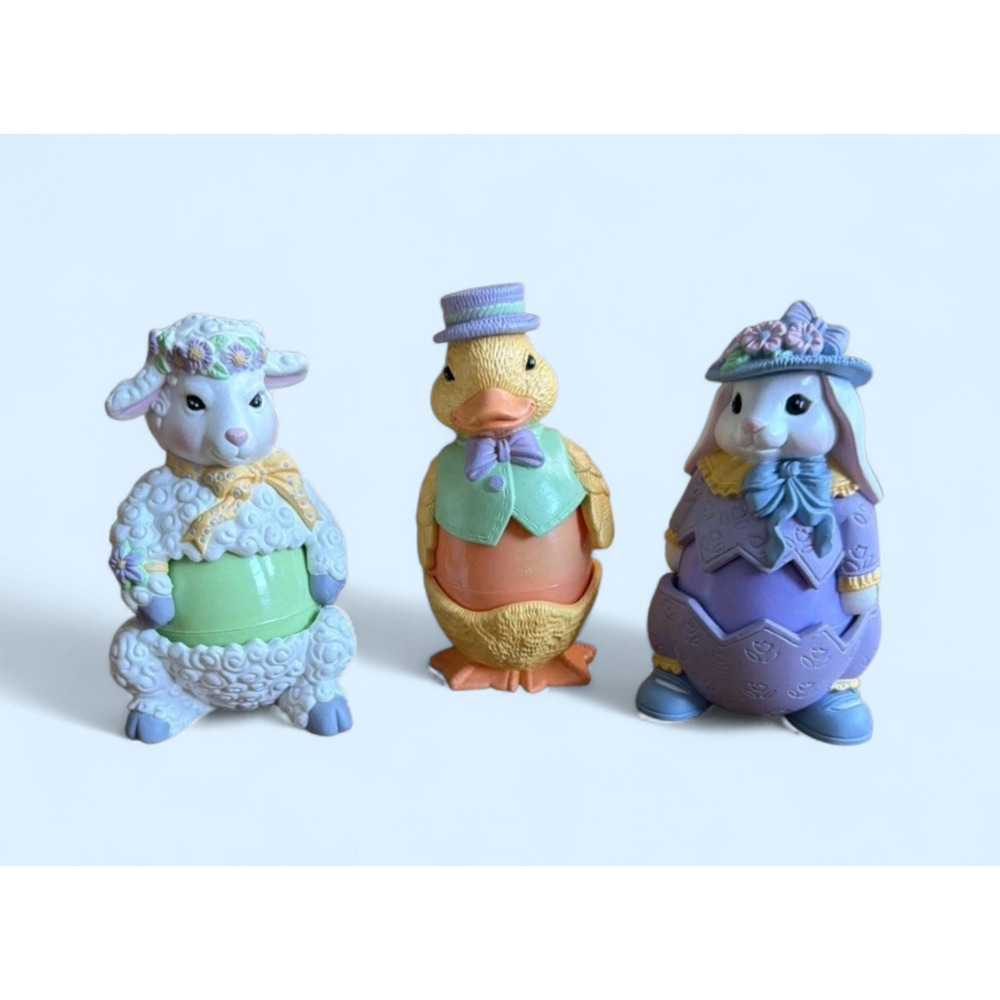 3 New Vintage 1997 Avon Egg Pals Easter Egg Holder Original Boxs Lamb Duck Bunny - Picture 2 of 12